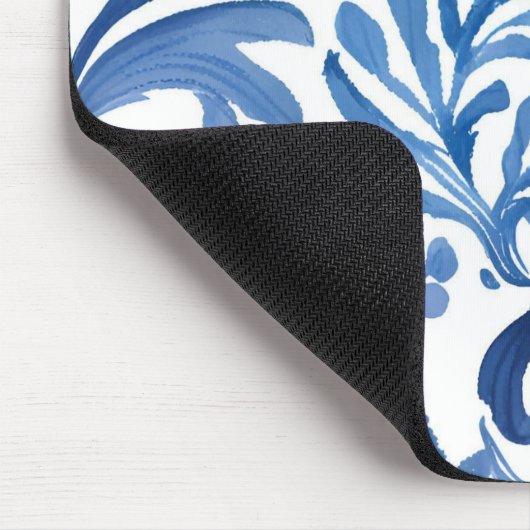 Blau-Weiß-Blumendesign | Chinoiserie Pattern Mousepad (Ecke)