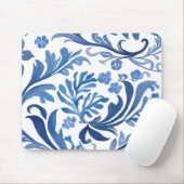Blau-Weiß-Blumendesign | Chinoiserie Pattern Mousepad (Mit Mouse)