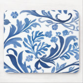 Blau-Weiß-Blumendesign | Chinoiserie Pattern Mousepad (Vorne)