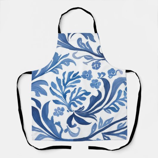 Blau-Weiß-Blumendesign | Chinoiserie Pattern Schürze (Vorderseite)