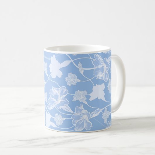 Blau-Weiß-Blumenmuster Kaffeetasse (VorderseiteRechts)