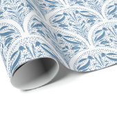 Blau-Weiß-Blütenmuster Geschenkpapier (Rolleneckpunkt)