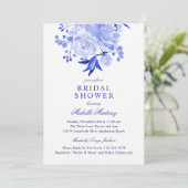 Blau-Weiß-Brautparty Einladung (Stehend Vorderseite)