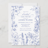 Blau-Weiß-Brautparty Einladung (Vorderseite)