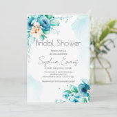 Blau-Weiß-Brautparty Einladung (Stehend Vorderseite)