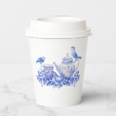 Blau-Weiß-Brautparty | Tee-Party P Pappbecher (Rückseite)