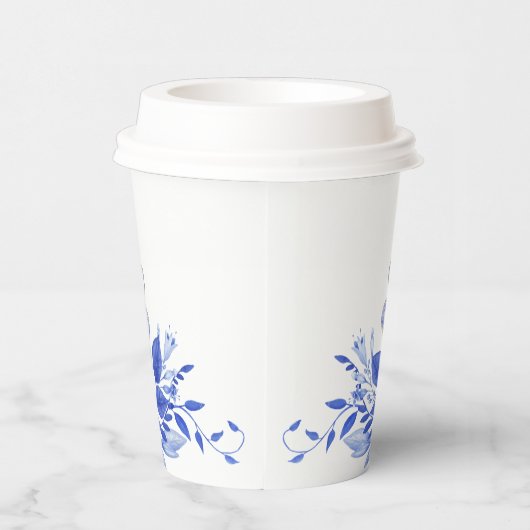 Blau-Weiß-Brautparty | Tee-Party Pappbecher (Rechts)