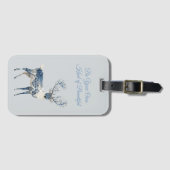 Blau Weiß Chic Hirsch Gepäckanhänger (Vorderseite (Horizontal))
