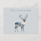 Blau Weiß Chic Hirsch Postkarte (Vorderseite)