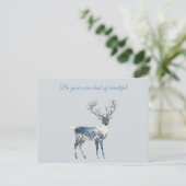 Blau Weiß Chic Hirsch Postkarte (Stehend Vorderseite)