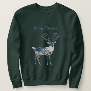 Blau Weiß Chic Hirsch Sweatshirt