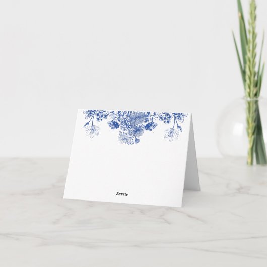 Blau-Weiß-China Muster mit Bird Dankeskarte (Rückseite)