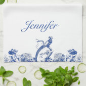 Blau-Weiß-China Muster mit Bird Geschirrtuch (Gefaltet)