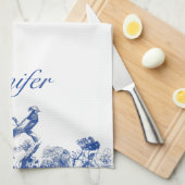 Blau-Weiß-China Muster mit Bird Geschirrtuch (Viertel Falte)