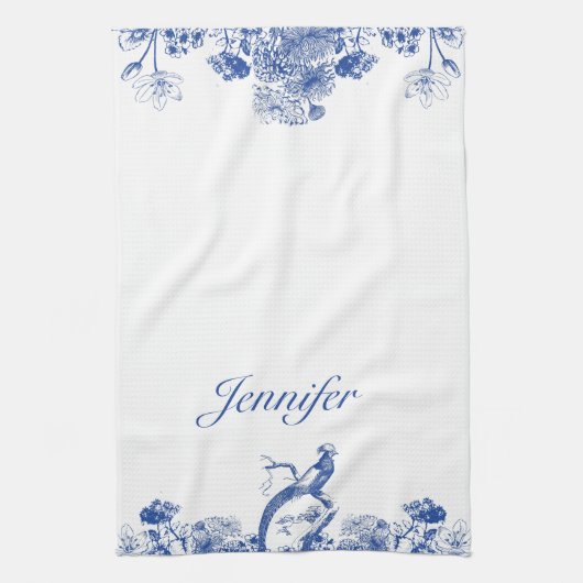 Blau-Weiß-China Muster mit Bird Geschirrtuch (Vertikal)