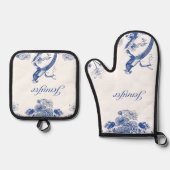 Blau-Weiß-China Muster mit Bird Ofenhandschuh & Topflappen-Set (Vorderseite)