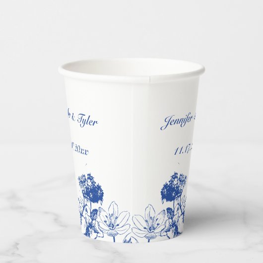 Blau-Weiß-China Muster mit Bird Pappbecher (Rechts)