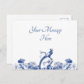 Blau-Weiß-China Muster mit Bird Postkarte (Vorne/Hinten)