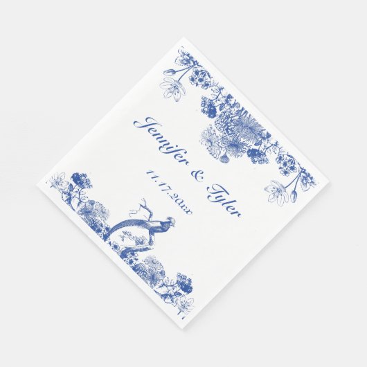 Blau-Weiß-China Muster mit Bird Serviette (Ecke)