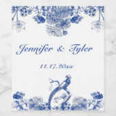 Blau-Weiß-China Muster mit Bird Weinetikett (Einzelnes Label)