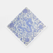 Blau-Weiß-Chinesischer Drache Blumendekoupage Serviette (Ecke)