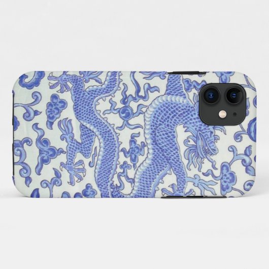 Blau-Weiß-Chinesischer Orientalischer Drache Case-Mate iPhone Hülle (Rückseite (Horizontal))