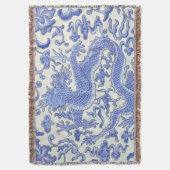 Blau-Weiß-Chinesischer Orientalischer Drache Decke (Vorderseite Vertikal)