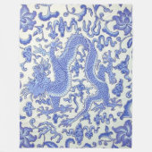 Blau-Weiß-Chinesischer Orientalischer Drache Fleecedecke (Vorderseite)