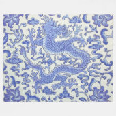 Blau-Weiß-Chinesischer Orientalischer Drache Fleecedecke (Vorderseite (Horizontal))