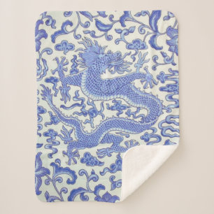 Blau-Weiß-Chinesischer Orientalischer Drache Sherpadecke