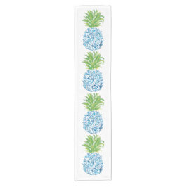 Blau & Weiß Chinoiserie Ananas Preppy Küste Kurzer Tischläufer