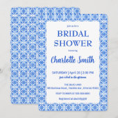 Blau-Weiß Chinoiserie Antik Brautparty Save The Date (Vorne/Hinten)