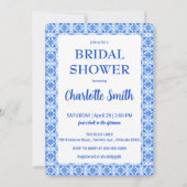 Blau-Weiß Chinoiserie Antik Brautparty Save The Date (Vorderseite)