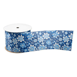 Blau-Weiß Chinoiserie Antikes Blumenmuster Satinband