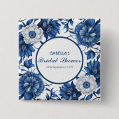 Blau-Weiß Chinoiserie Antique Pattern Bridal Button (Vorderseite)