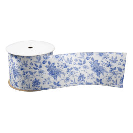 Blau-Weiß Chinoiserie Antiquitätenmuster Blume Mus Satinband