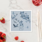 Blau-Weiß Chinoiserie Blumenchor Monogram Serviette (Beispiel)