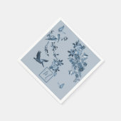 Blau-Weiß Chinoiserie Blumenchor Monogram Serviette (Ecke)