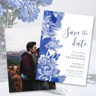 Blau-Weiß-Chinoiserie Foto Save the Date