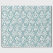 Blau-Weiß-Damast mit Blumenmuster Geschenkpapier (Flach)