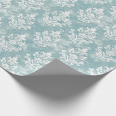 Blau-Weiß-Damast mit Blumenmuster Geschenkpapier (Ecke)