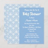Blau-Weiß-Damast-Muster, individuelle Babydusche Einladung (Vorne/Hinten)
