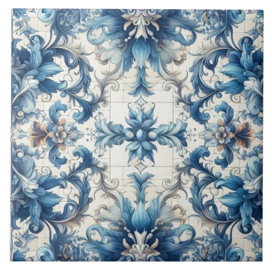 Blau-weiß dekorative Fliesen (Vorderseite)