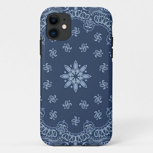 Blau-weiß dekoratives Paisley-Muster Case-Mate iPhone Hülle (Rückseite)
