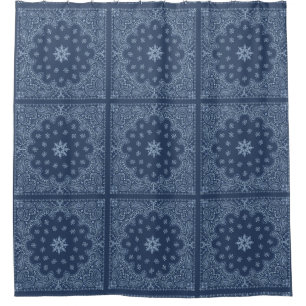 Blau-weiß dekoratives Paisley-Muster Duschvorhang