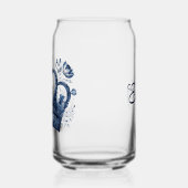 Blau-weiß Delft-Kronen mit Blume Dosenglas (Links)