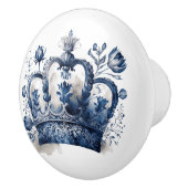 Blau-weiß Delft-Kronen mit Blume Keramikknauf (Rechts)