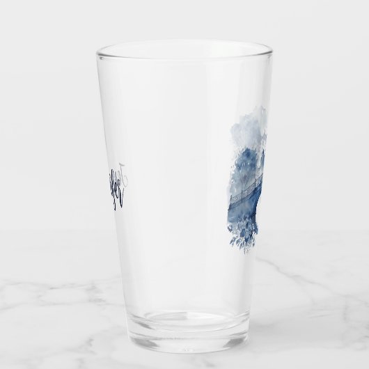 Blau-Weiß-Delft-Landschaft Glas (Rechts)