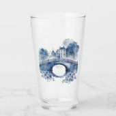 Blau-Weiß-Delft-Landschaft Glas (Vorderseite)