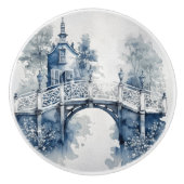 Blau-Weiß-Delft-Landschaft Keramikknauf (Vorderseite)